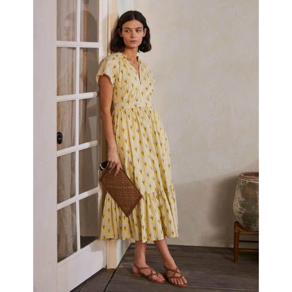 Boden Yellow Flutter Sleeve Sundress